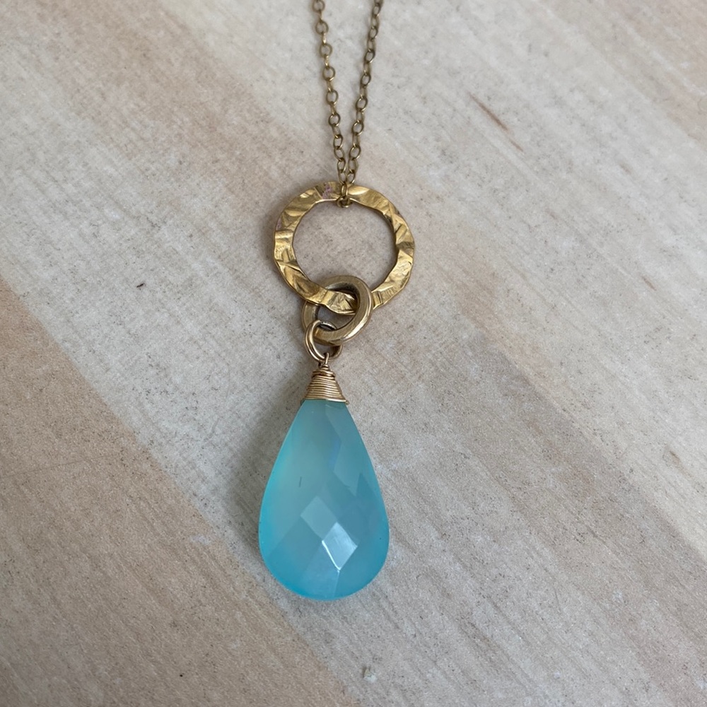 Chalcedony tear drop necklace
